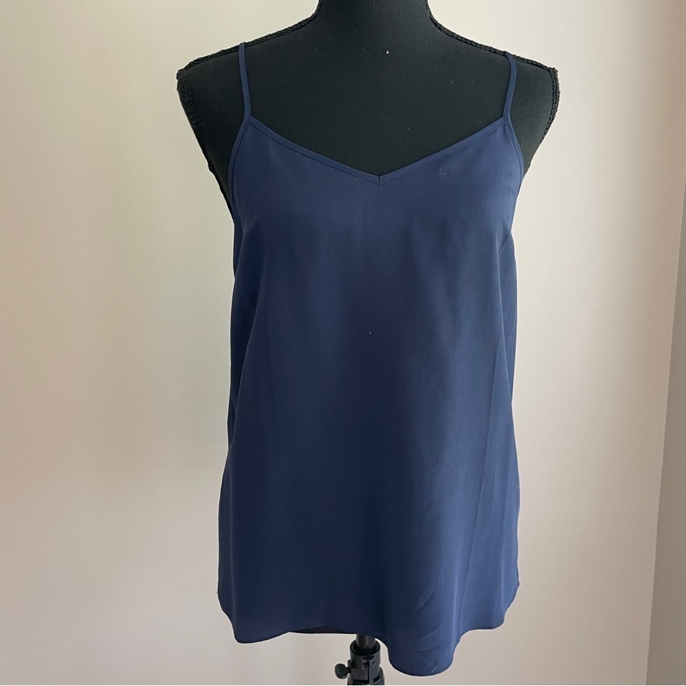 Lilly Pulitzer Dusk Tank Top Navy Silk Macrame Size XS